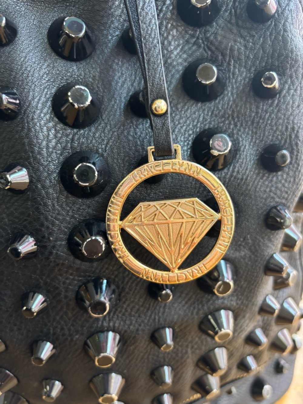 Traci Lynn Black Studded Vegan Leather Backpack - Picture 5 of 13